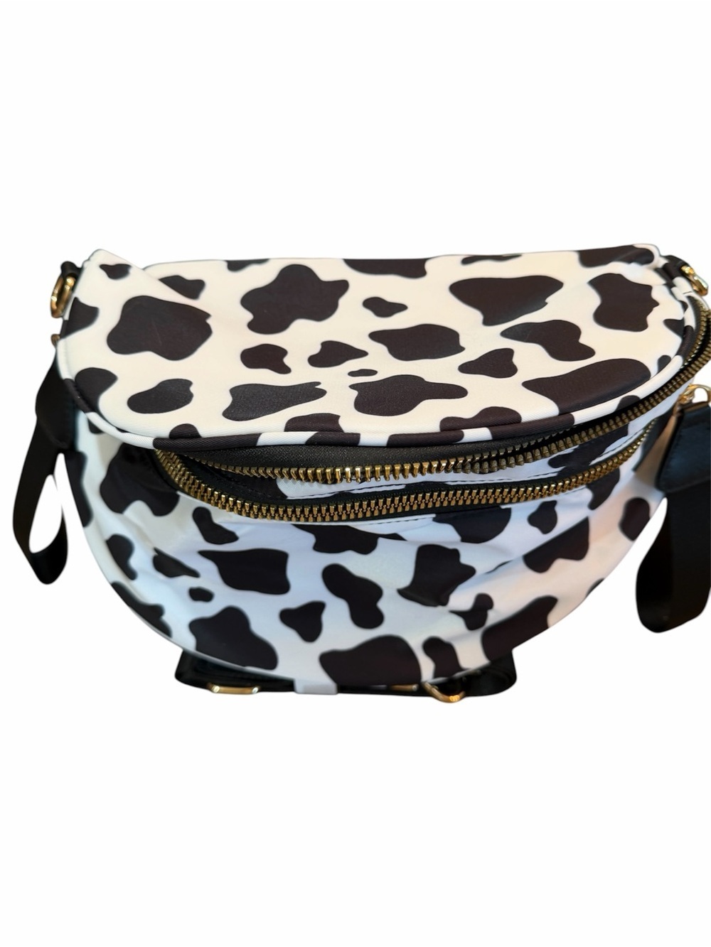 Cow Print Black and White Women's Belt Bag - Picture 2 of 5
